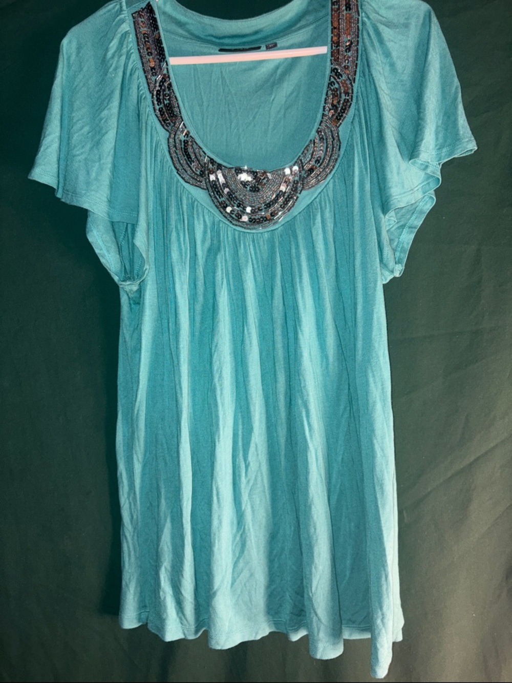 Apt. 9 Aqua Embellished Scoop-Neck Tunic